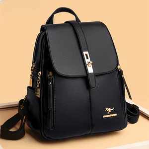 Luxurious leather backpacks for girls, casual backpack, black vintage backpack, women's school backpacks, backpack, data 8 Main Sales Women's Leather Backpack - №2