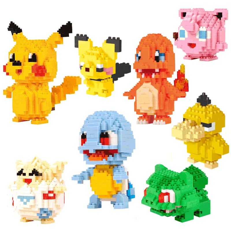 LNO Pokemon Raichu Pichu Kawaii Marowak Mini Blocks Gengar Jynx Diamond Blocks Kids Building Brick DIY Model Educational Toys