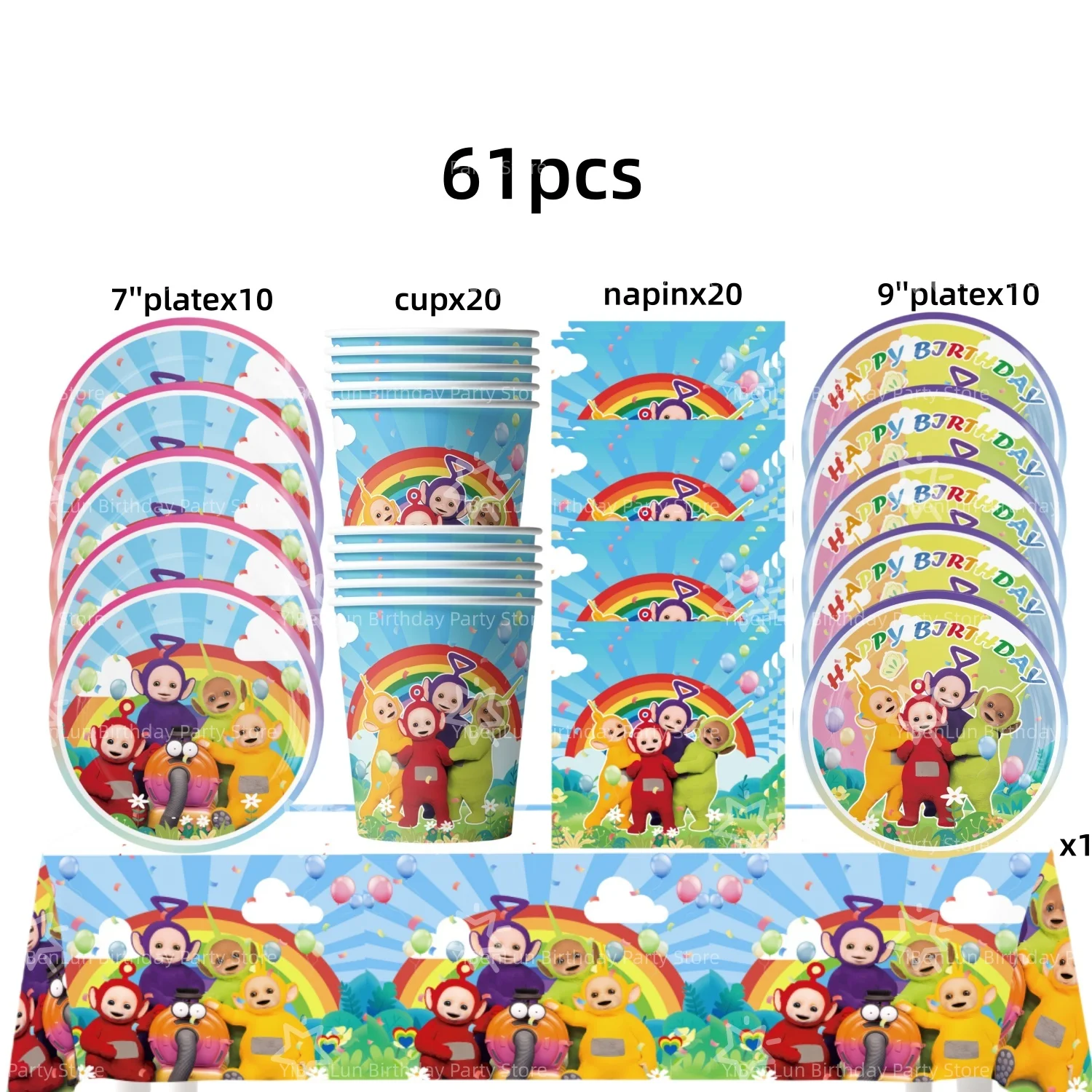Tinky Winky Verjaardagsfeestje Decoratie Antennababy Po Wegwerp servies Tafelkleed Bord Beker servet Kinderfeestje Gunsten Benodigdheden