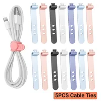 5pcs Phone Cable Organizer Earphone Clip Charger Cord Management 3 Hole Line Storge Holder Clips Data Line Bobbin Winder Straps