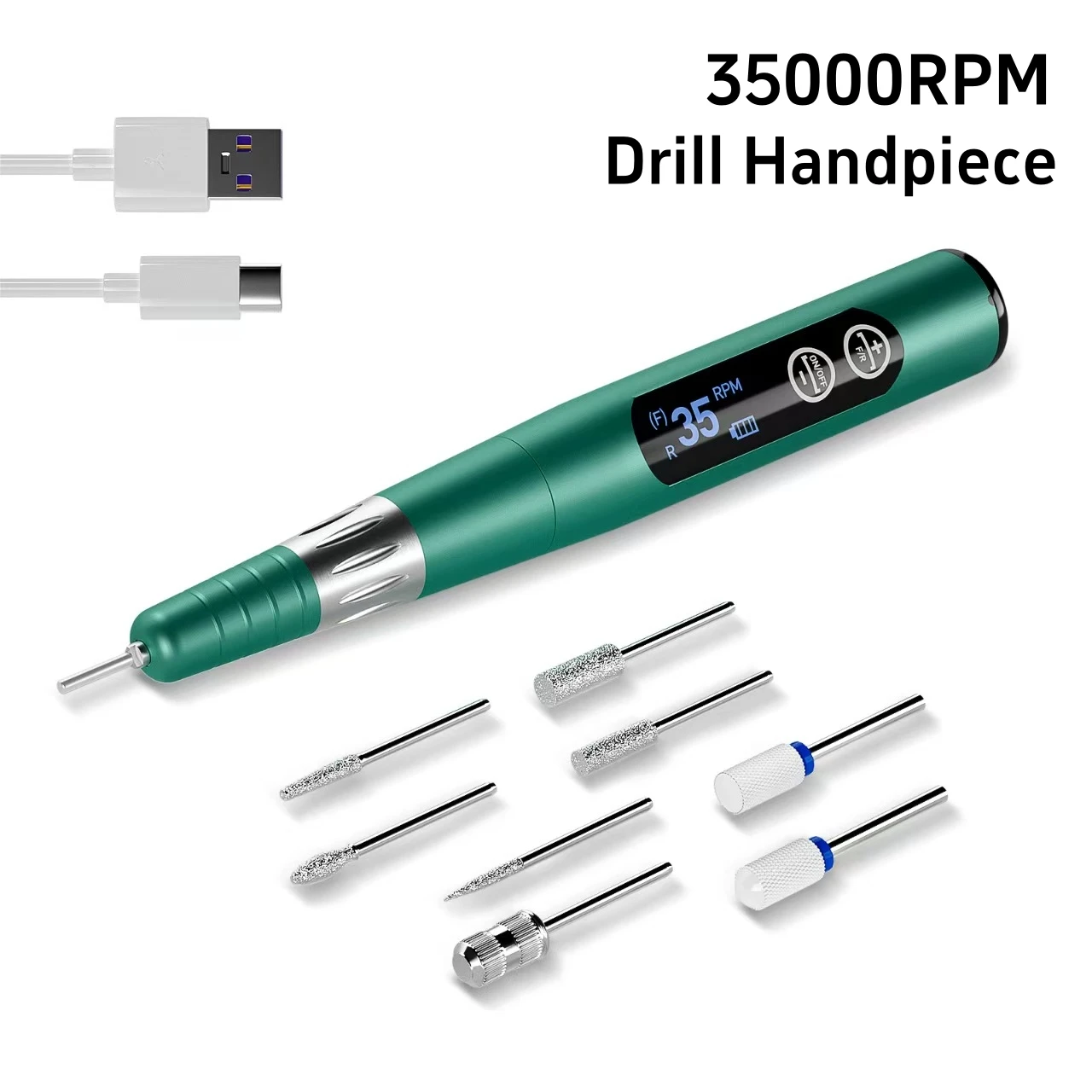 Electric Manicure Drill Cordless Electric Nail File For Acrylic Gel Nails Efile Manicure Pedicure Kit Grinding Polishing Machine