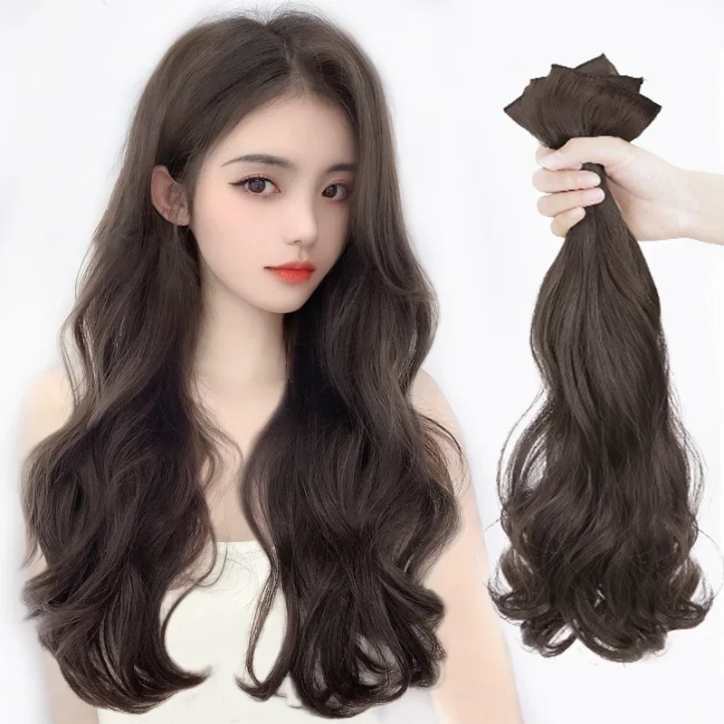 Practical Classic Wig Woman One Piece Three Pieces Long Curly Hair Big Wave Hair Extension Patch Accessories
