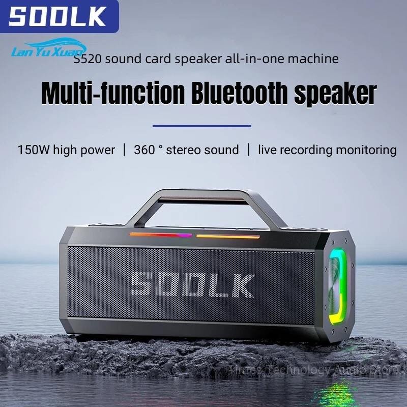 

SODLK S520 Outdoor Waterproof Bluetooth Speaker 150W High Power Portable Karaoke Sound Card Speaker Super Bass Caixa De Som