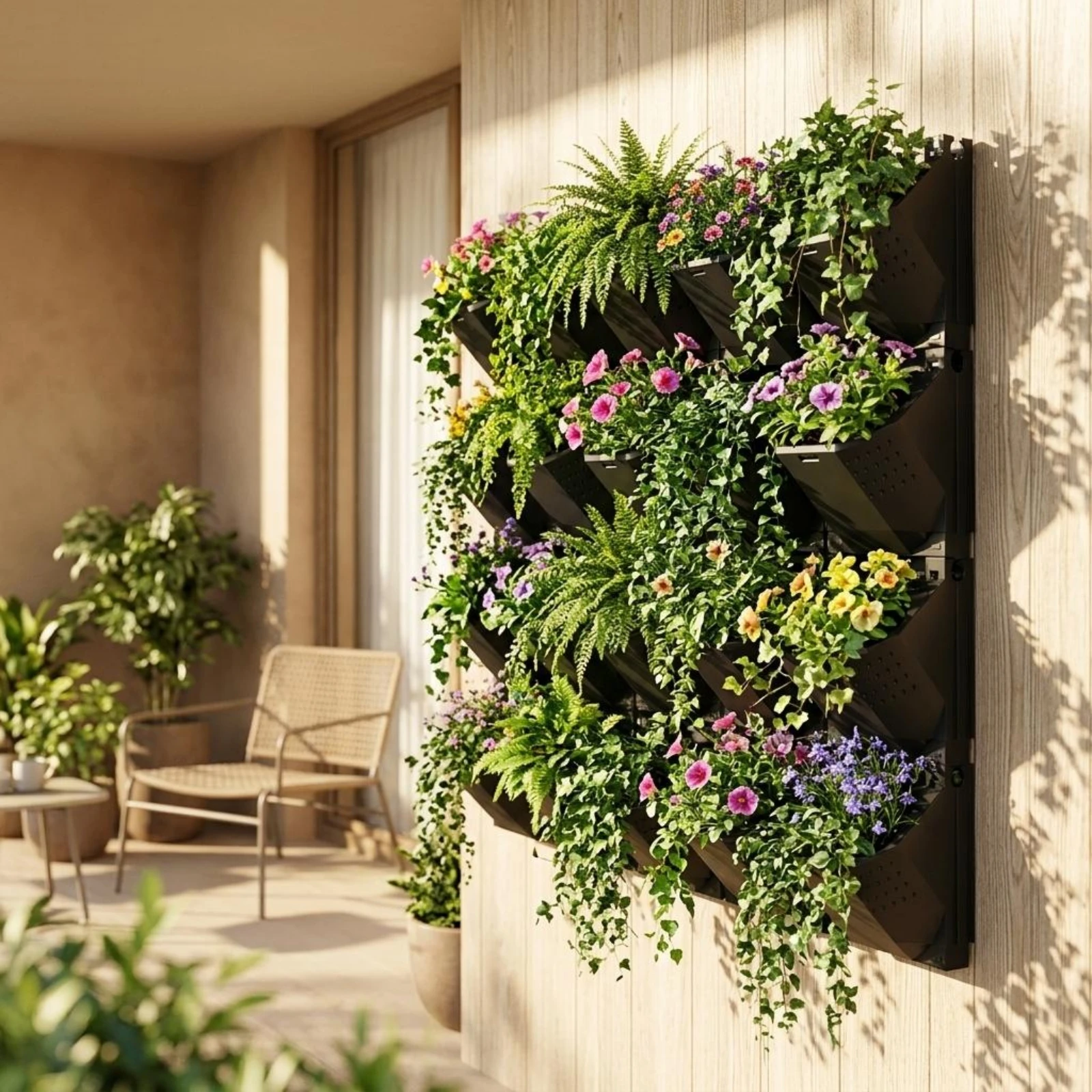 three-pocket-wall-planter-pp-plastic-modular-wall-planter-perforated-black