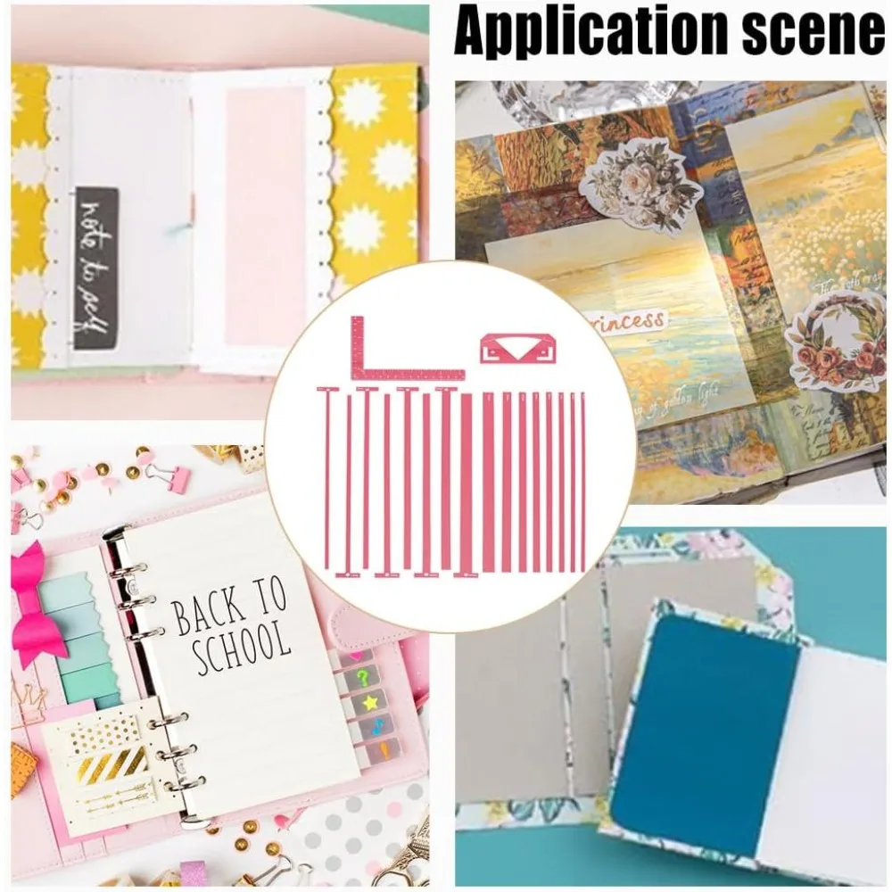 مجموع 18 قطعة أداة تجليد الكتب أداة تجليد الكتب سهلة سكرابوكينغ أداة T-شكل الحكام غلاف الكتاب دليل لصنع الكتب مع العمود الفقري #6