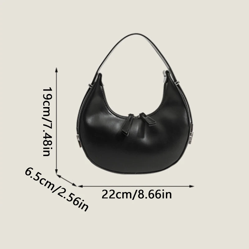 Fashion Half-Moon Bag Luxury Design Pu Leather Shoulder Bag Women Small Clutch Handbag Purse Female Underarm Bag Travel Totes