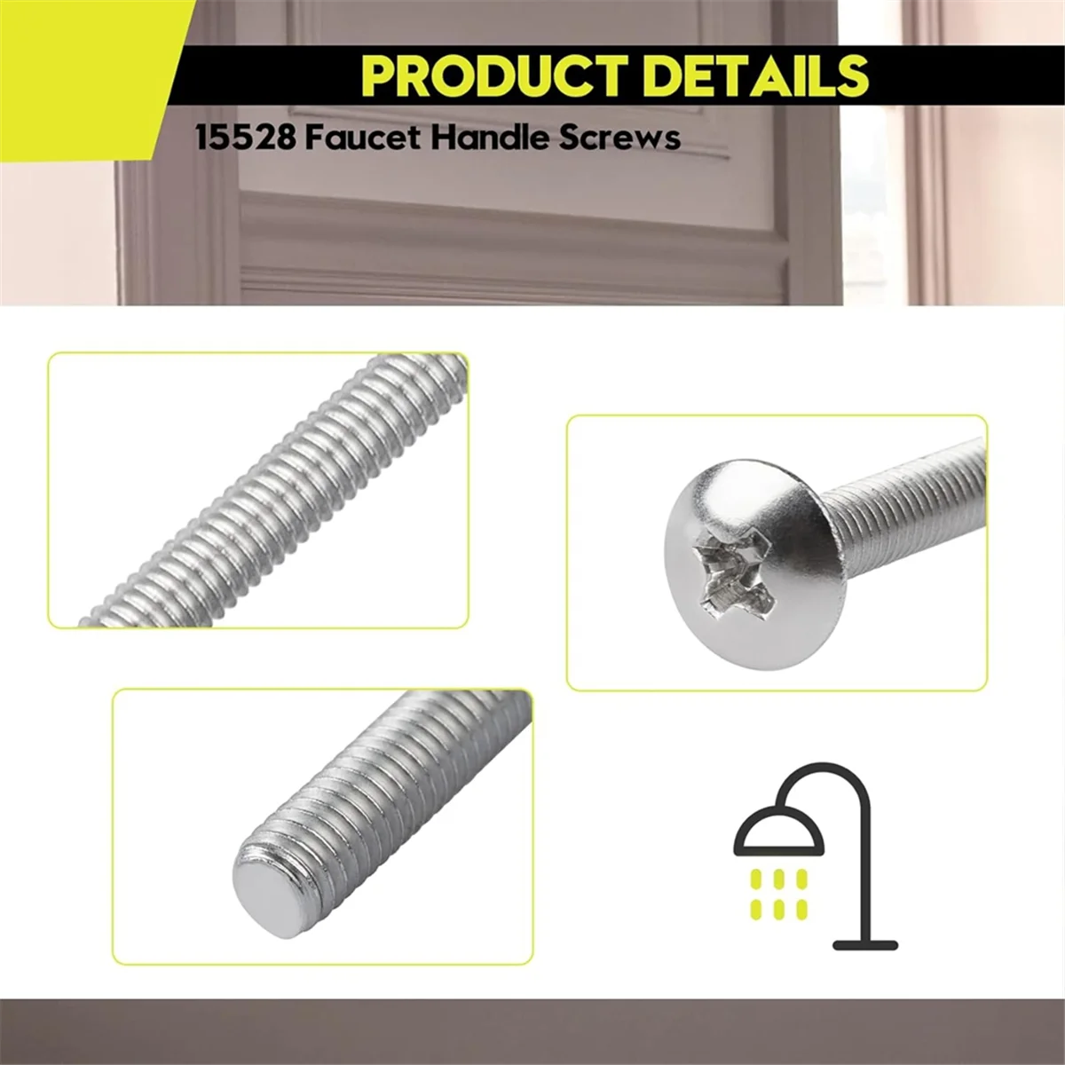 

A002 4pack 15528 Faucet Handle Screws, Shower Valve Screws for Showers for Tub and Shower Series 73110, 3150-A, 73141