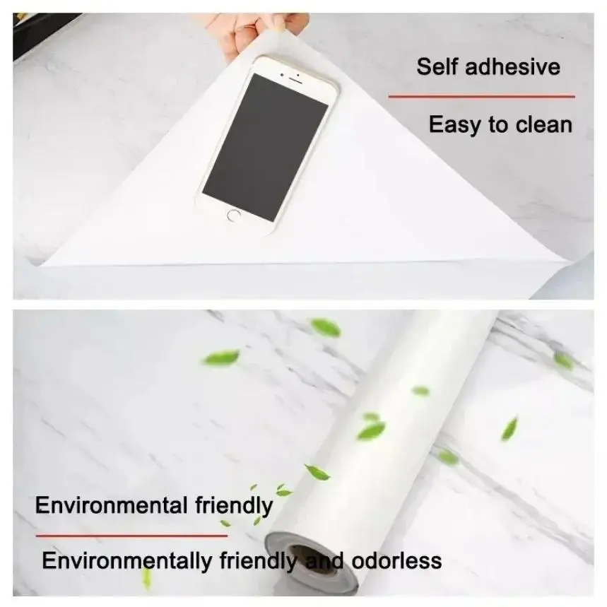 Peel Stick Removable Marble Wallpaper Vinyl Sticker Waterproof for Kitchen Worktop Sink Bathroom Toilet Wall Covering