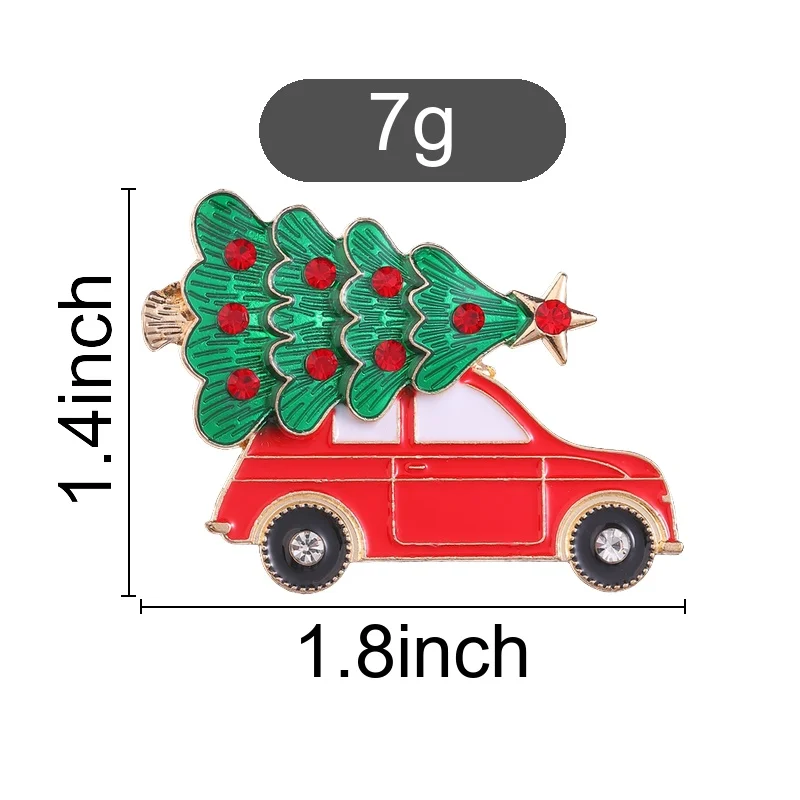 Holiday Car Lapel Pin Xmas Tree On Red Car Enamel Brooch Lightweight Metal Badge Ornament for Winter Clothing Bag