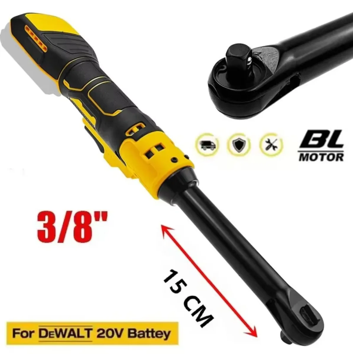 Cordless Ratchet Wrench Upgraded Extended Head Removal Screw Nut 220N.m 3/8