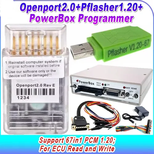Imagen 2 del producto PCM Flash NEWBest Power Box Programador ECU JTAG PowerBox para a través de J2534 Funciona con conectores de caja de alimentación Openport 2.0 Adaptadores completos