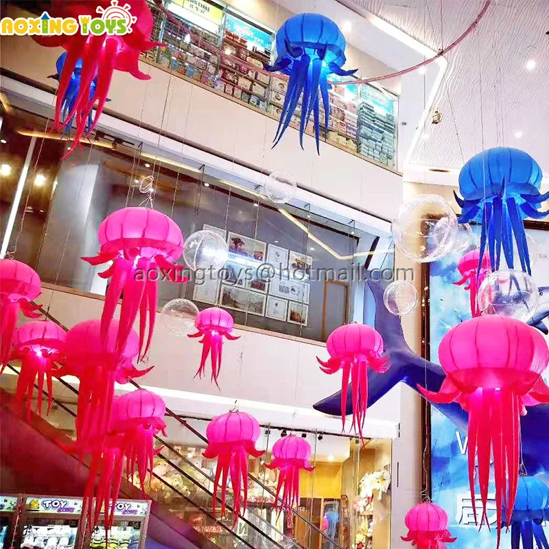 

1.5M/2M/2.5M Height Indoor Hanging Giant LED Light Inflatable Jellyfish Balloon For Advertising Festival Event Stage Decoration