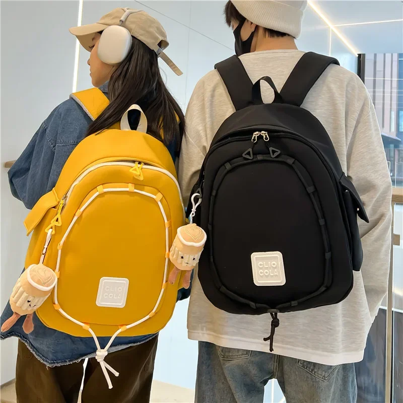 

Autumn Winter New Cute Casual Double Backpacks Men Women Travel Solid Color Computer Backpack Bags