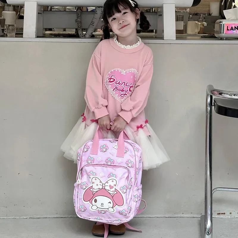 Hello Kitty Kids Backpack Girls Kawaii Schoolbags Sanrio Backpack Kuromi Purse Kids Bags for Girls Zipper Melody Case Backpack