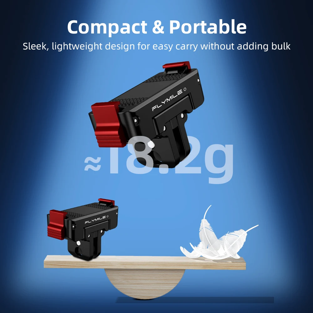 Flymile Action 6 Magnetischer Halterungsadapter Drehbare Schnellwechselbasis mit Doppelklauen-Schnittstelle 1/4 Schraubenloch für DJI Nano Zubehör – Detail 10