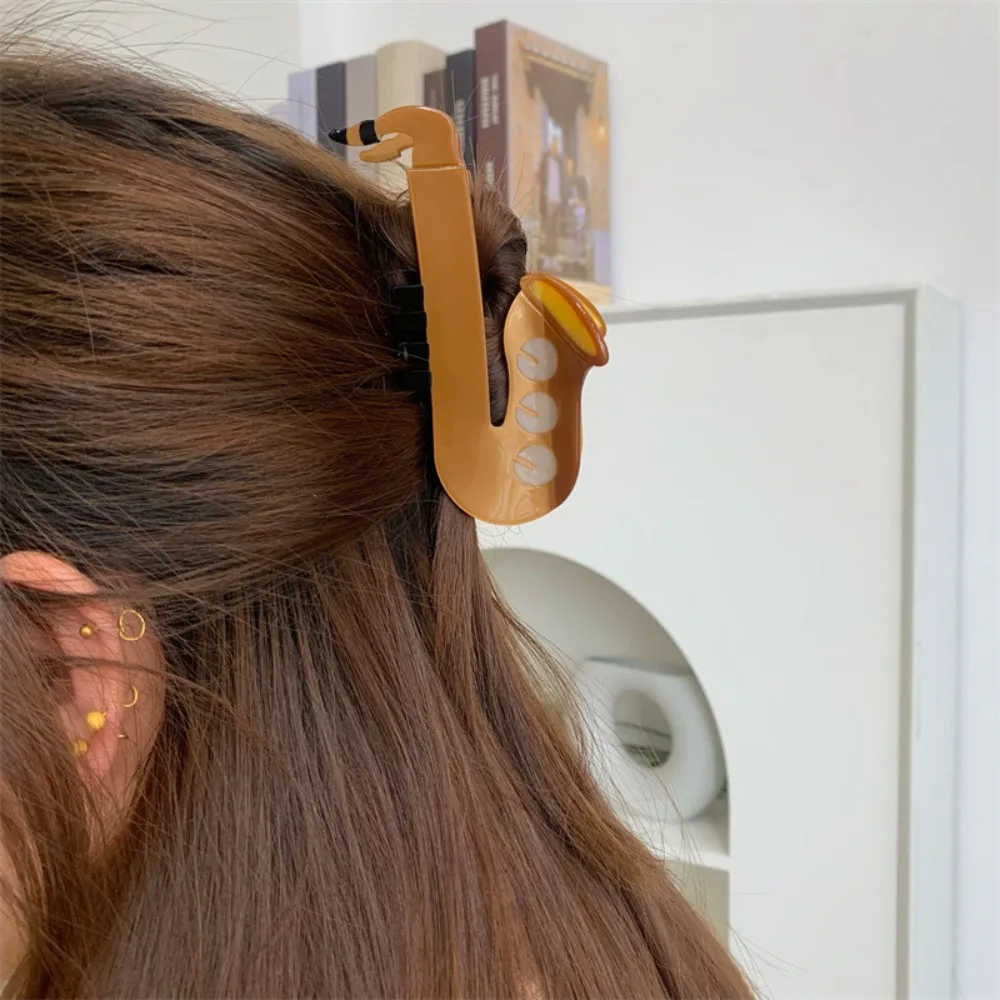 

Модная заколка-краб из ацетатного волокна для волос, в форме гитары, фортепиано, скрипки, музыкальная заколка, зажим для видео, большой зажим-краб, подарок