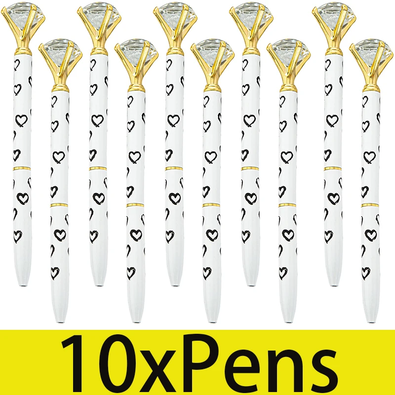 10Pcs Diamond Pens Cute Beautiful Ballpoint Pens Bridal Shower Pens Rhinestones Crystal Pen for Wedding Women Gifts