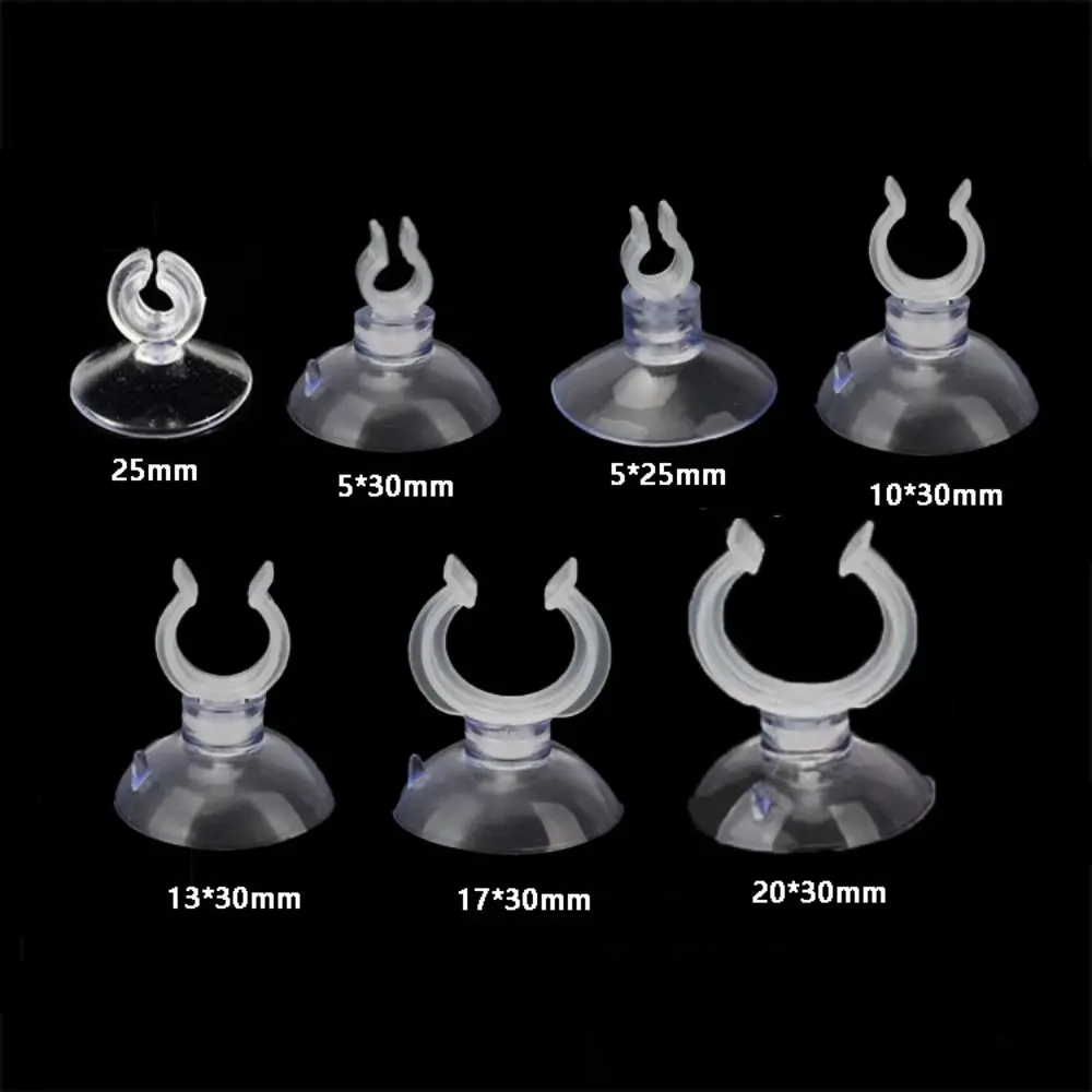 10pcs PVC Aquarium Sucker Clear Multi-specification Fish Tank Suction Cup Strong Adsorption with Hook Air Hose Clamp Oxygen Pump