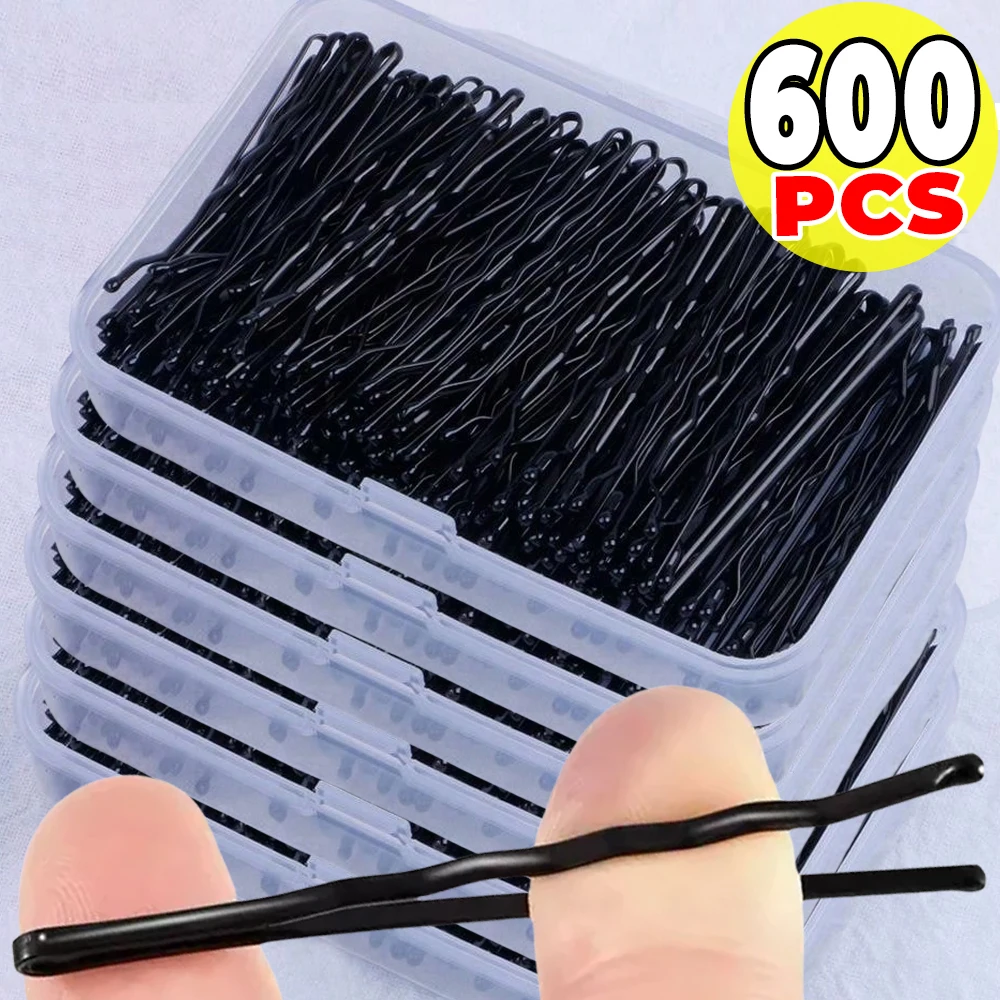 

60/600 шт. черных невидимок для волос для женщин, заколки-невидимки, невидимые волнистые заколки для невесты, одноразовые зажимы для волос, заколки-баретты