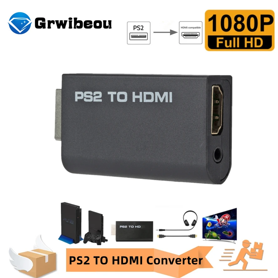 

PS2 To HDMI-Compatible Converter Adapter Audio And Video With 3.5mm Audio Cable Supports PC All PS2 480i 480p 576i Display Modes