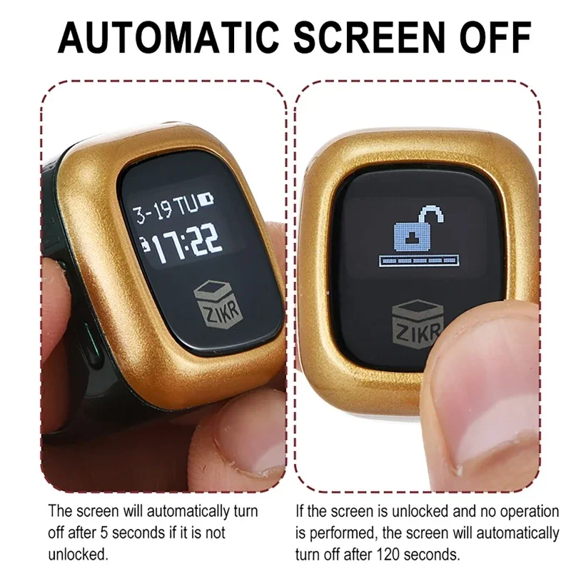 Finger Ring OLED Display Finger Counter Time Reminder Tasbih Tally Counter with Time Date Display for Accurate Counting