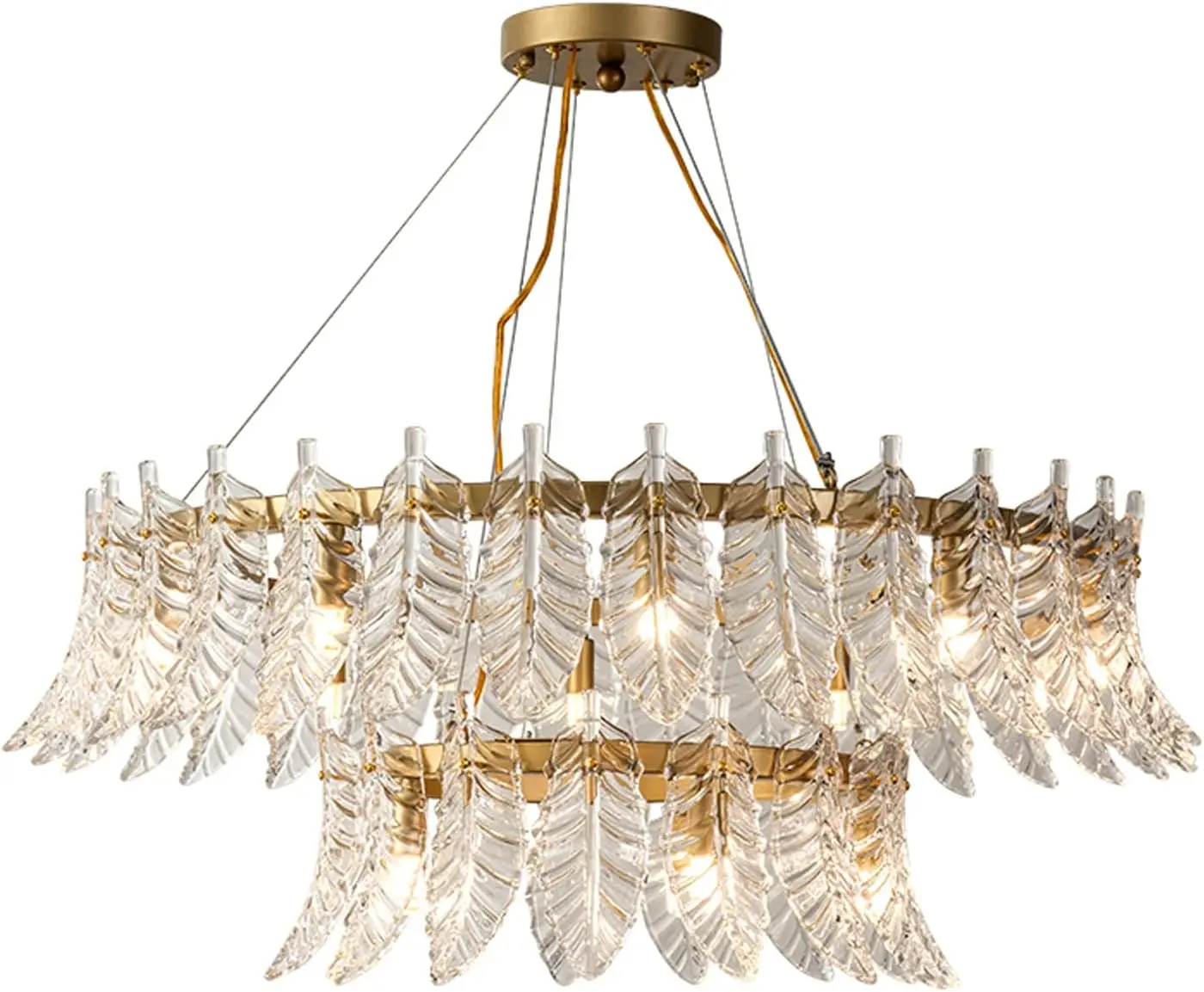 

Light Luxury Glass Chandelier, Creative Leaf Chandelier,Rustic Vintage Metal Chandelier,for Dining Room,Bedroom,Living Room