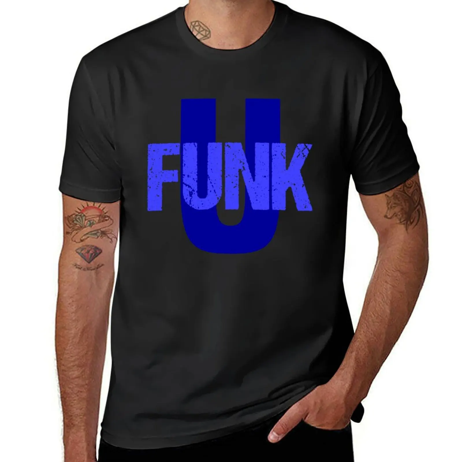 

Funk U (blue design - black background) T-Shirt aesthetic clothes quick drying customizeds plain t shirts for men cotton