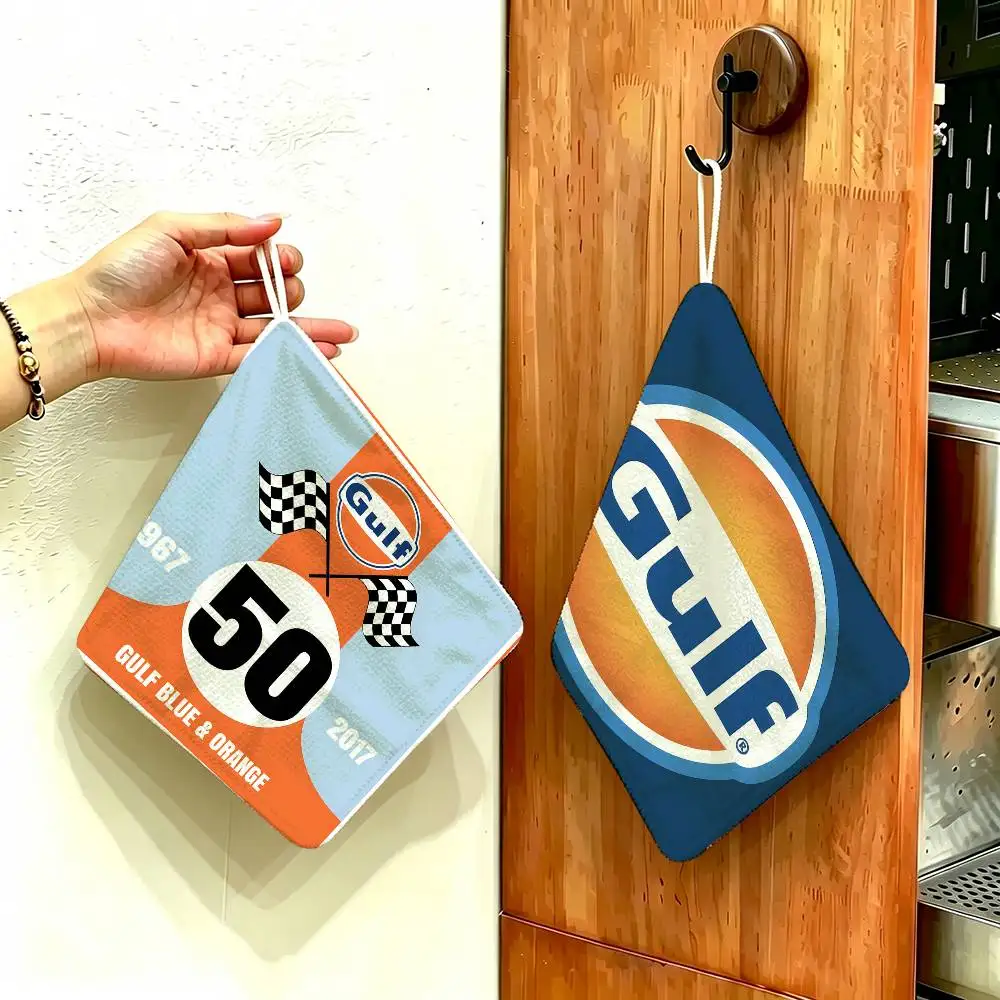 G-Gulfs Racing Logo Reusable Hanging Kitchen Towel, Polyester Cotton Soft Fabric for Office Home Daily Life