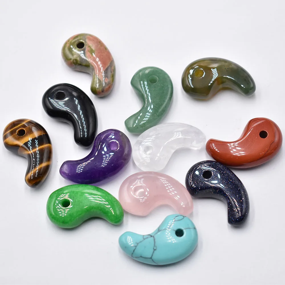 Großhandel 12 Stück/Set modische Naturstein-Amethyst-Rosenquarz-Magatama-Anhänger für Schmuckherstellung, kostenloser Versand – Detail 3