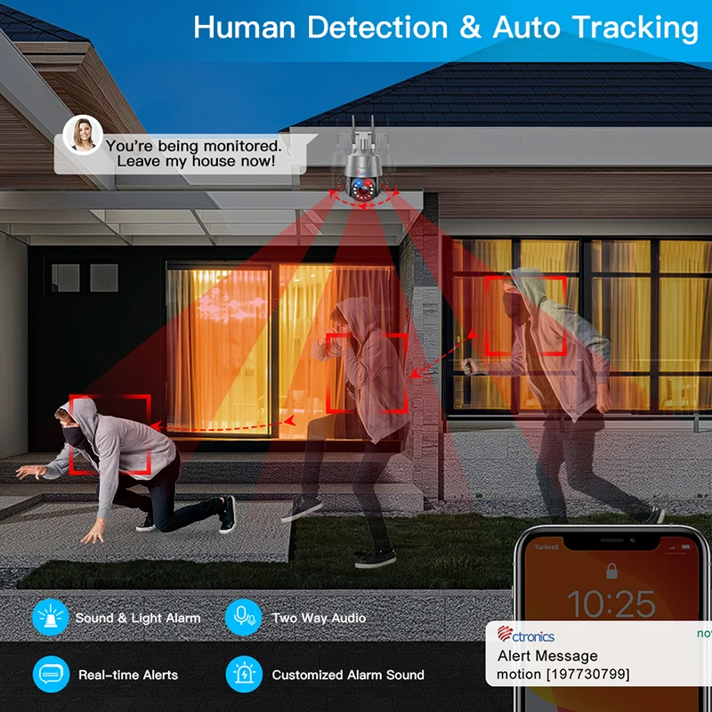 Imagem -05 - Ctronics 30x Zoom Óptico 5mp Ptz Câmera de Segurança Outdoor 360 Smart Tracking ip Câmera Wifi Color Visão Noturna Cctv 150m Detecção Humana Onvif Caixa de Metal