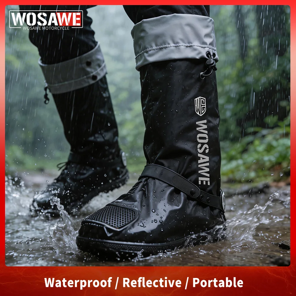 WOSAWE Rain Shoe Covers Unisex Waterproof Covers Motorcycle Cycling Bike Reusable Rainproof Shoes Cover Outdoor Boots Covers