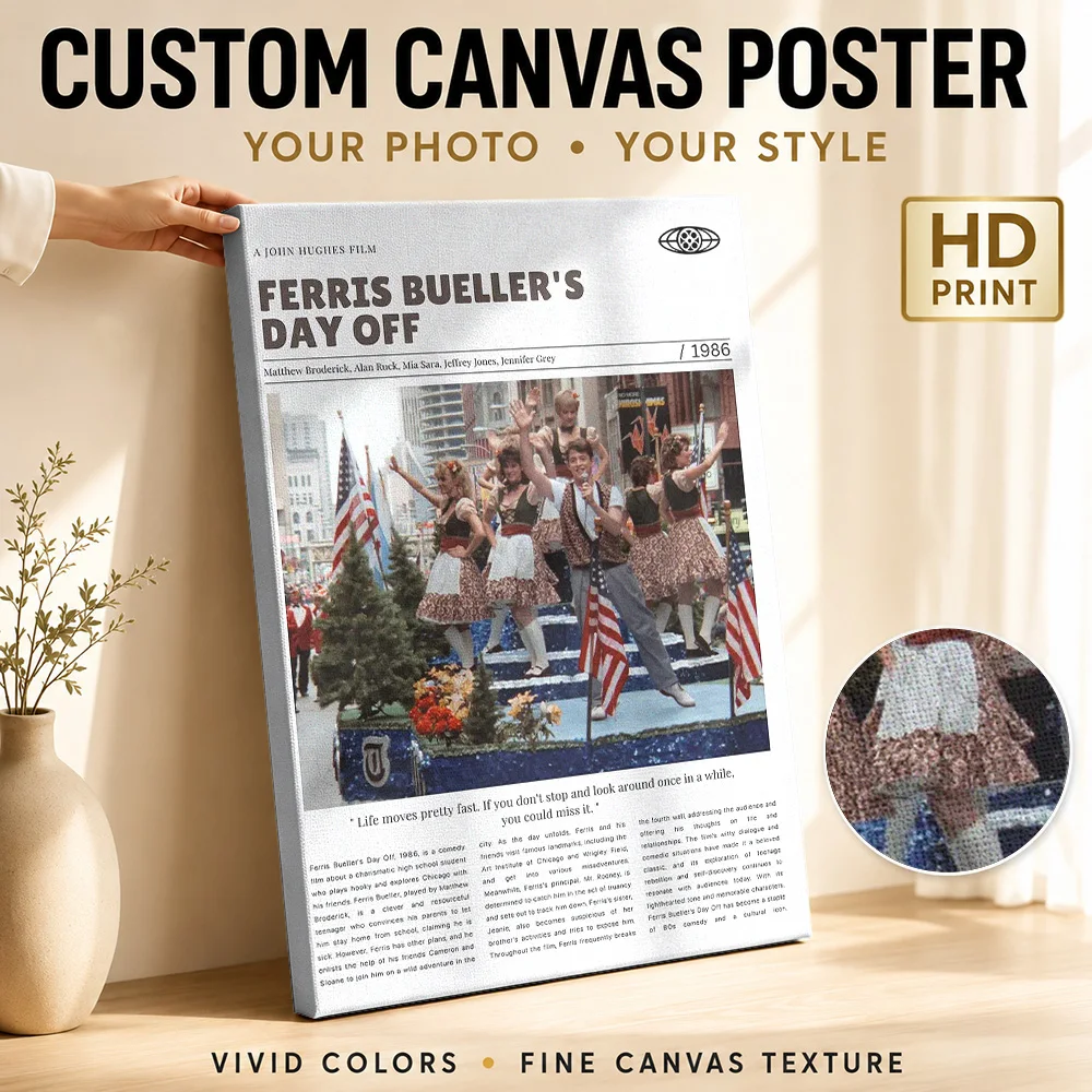 Ferris Bueller's Day Off Movie Canvas Print Poster Customized Vintage Movie Wall Paintings Decoration for Home Theater Bedroom