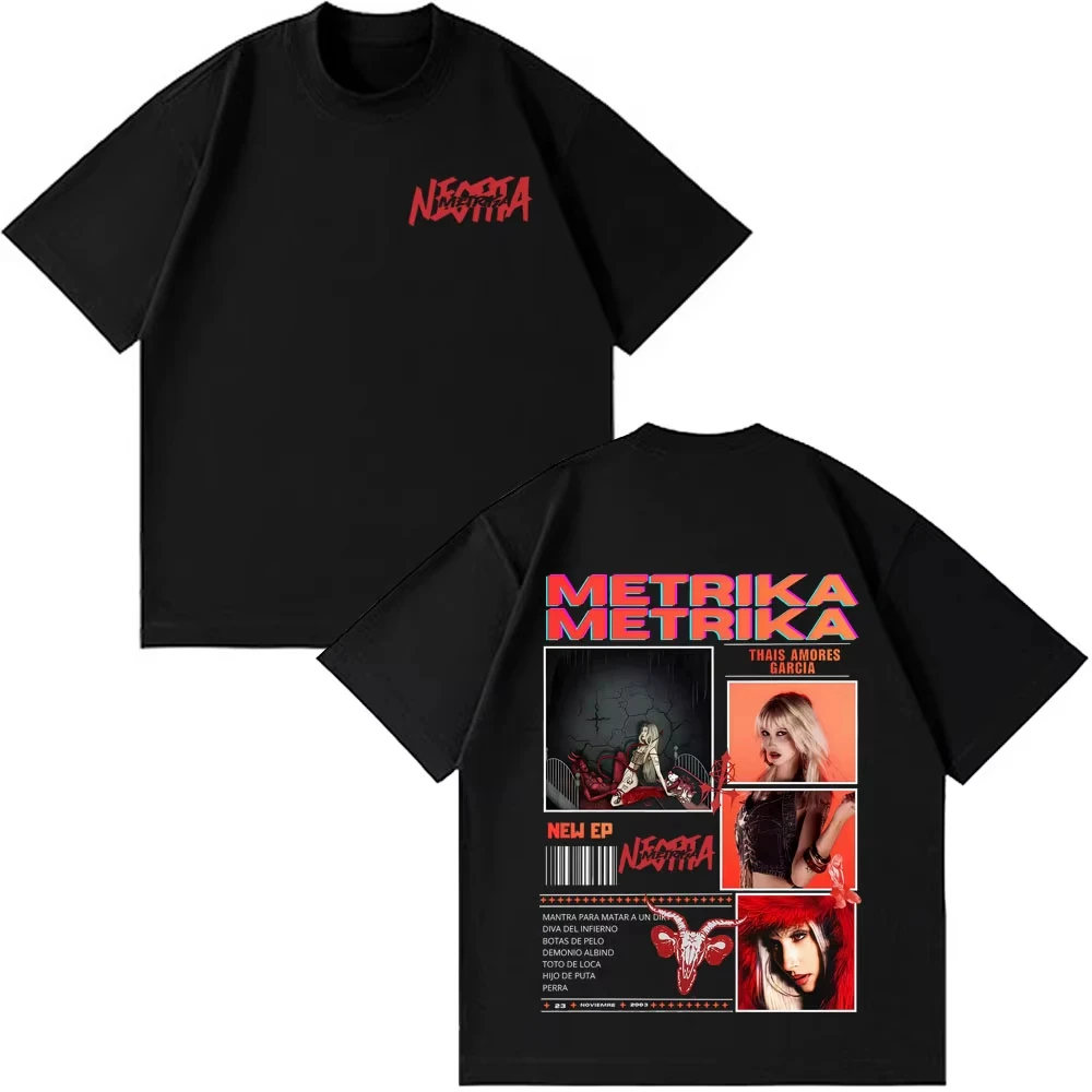 Singer Metrika New Album Tour Print Tshirt Men Women Aesthetic Trendy T-shirt Short-sleeved Loose Cotton Casual Hip-hop T-shirts
