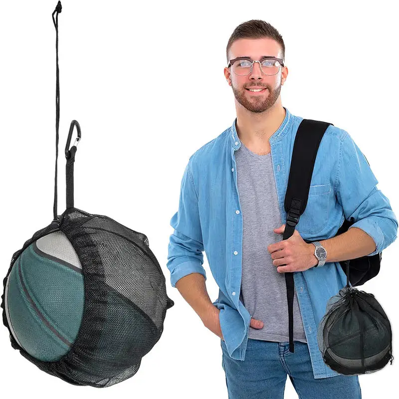 Portable Drawstring Backpack Mesh Bag For Basketball Soccer Volleyball Football Outdoor Sports Gym Toy Storage Ball Storage Bag