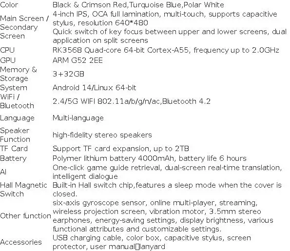 Anbernic RG DS Retro Video Game Console 4 Inch IPS Dual Multi-touch Screen Android 14 Flip Game Player RGDS For Christmas Gift