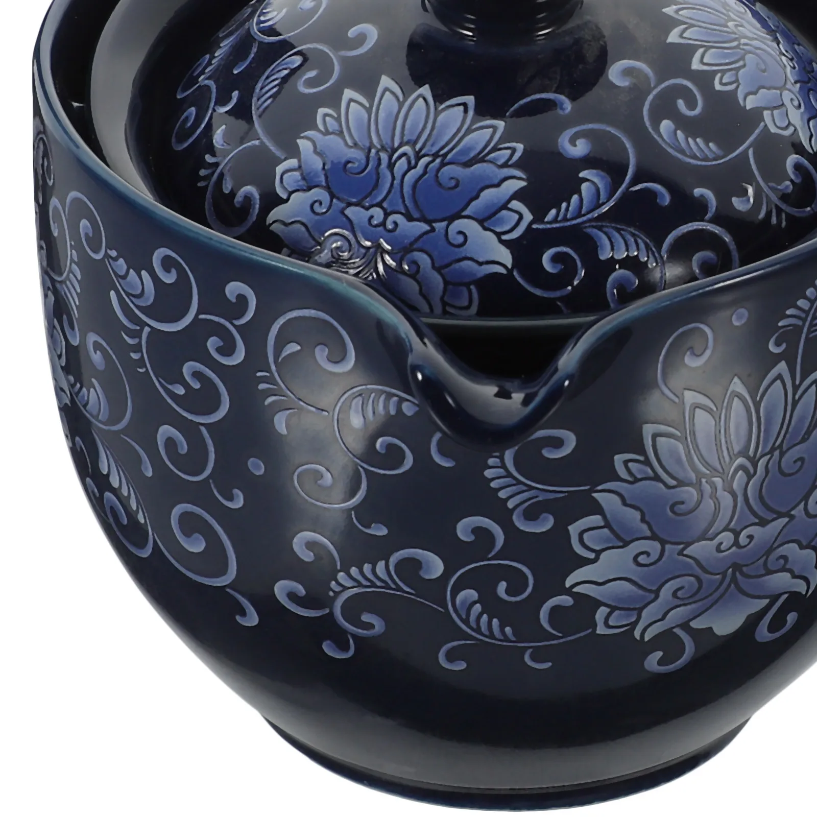 

Chinese Traditional Rotating Tea Kettle Ceramic Tea Pot Side Handle Ergonomic Grip Long Serving Desktop Decorative