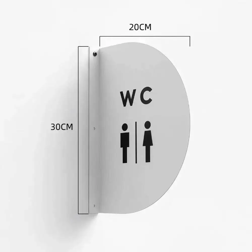 1 Stück 30x20cm Doppelseitiges WC-Schild aus Metall mit Seitenmontage, Lackierte WC-Anzeigeplakette – Detail 1
