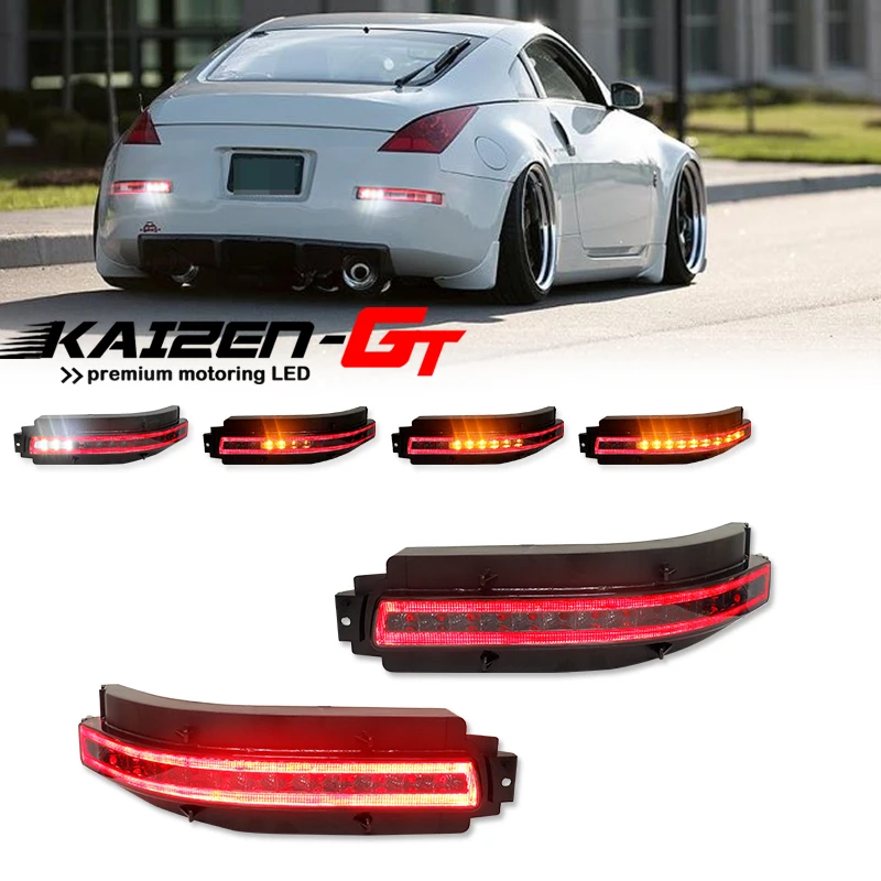 

4-in-1 LED Rear Fog Light Backup Light Brake Tail Light Dynamic Turn Signal Light For 2003-2009 Nissan 350Z/Z33 White Amber Red