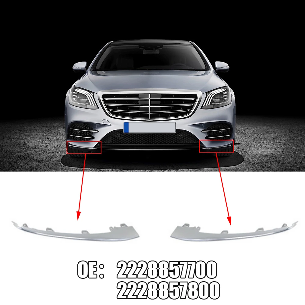 

2PCS For Benz W222 S-Class 2018-2020 Car Bumper Decoration 2228857700 L 2228857800 R Auto Front Bumper Chrome Trim Strip