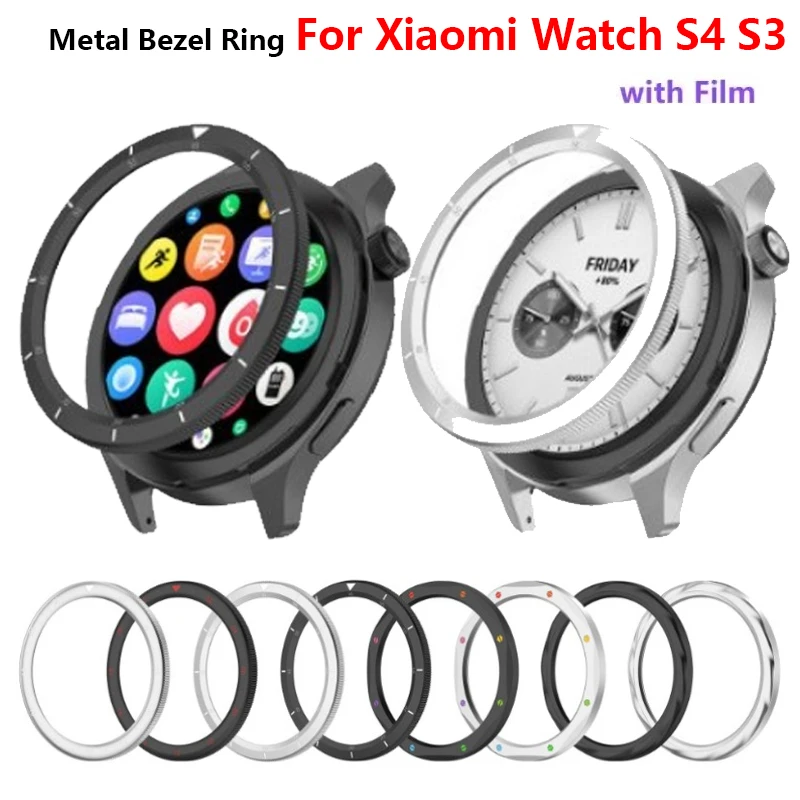 Metalen Bezel Ring Voor Xiaomi Horloge S3 S4 Protector met film Horloge Case Cover Voor Horloge Bezel Shell S4 eSIM S3 eSIM Accessoires