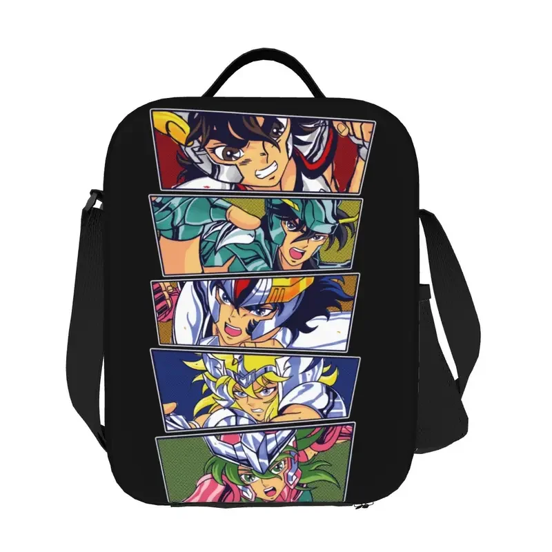 Sacola de almoço isolada térmica Saint Seiya, Cavaleiros do Zodíaco Desenhos Animados, Manga Lunch Tote, Crianças da escola, Bento Food Box