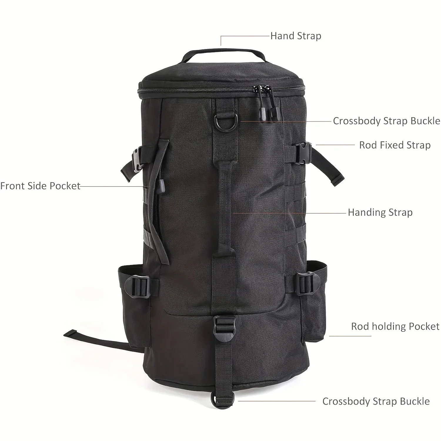 Large Capacity Fishing Tackle Backpack - Spacious Storage Bag with Rod Holder, Waterproof and Durable Design for Angling, Hiking