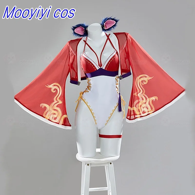 Новый костюм для косплея Ahri на Хэллоуин, Рождество, ролевая вечеринка, комикс, выставочная игра, аниме LOL, купальник с девятью хвостами лисы