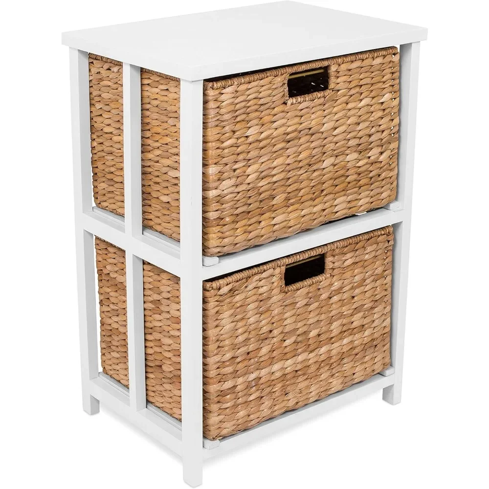 Seagrass 2 Tier File Cubby Cabinet-mobili di stoccaggio verticali, decorazioni per ufficio, archiviazione di scatole Decorative per la casa-legno naturale