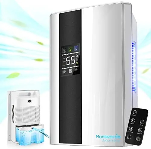 

Efficient Dehumidifiers for Home - 400 Sq. Ft Quiet Dehumidifier with Drain Hose, Remote Control, Auto Shut Off, and 2 Working M