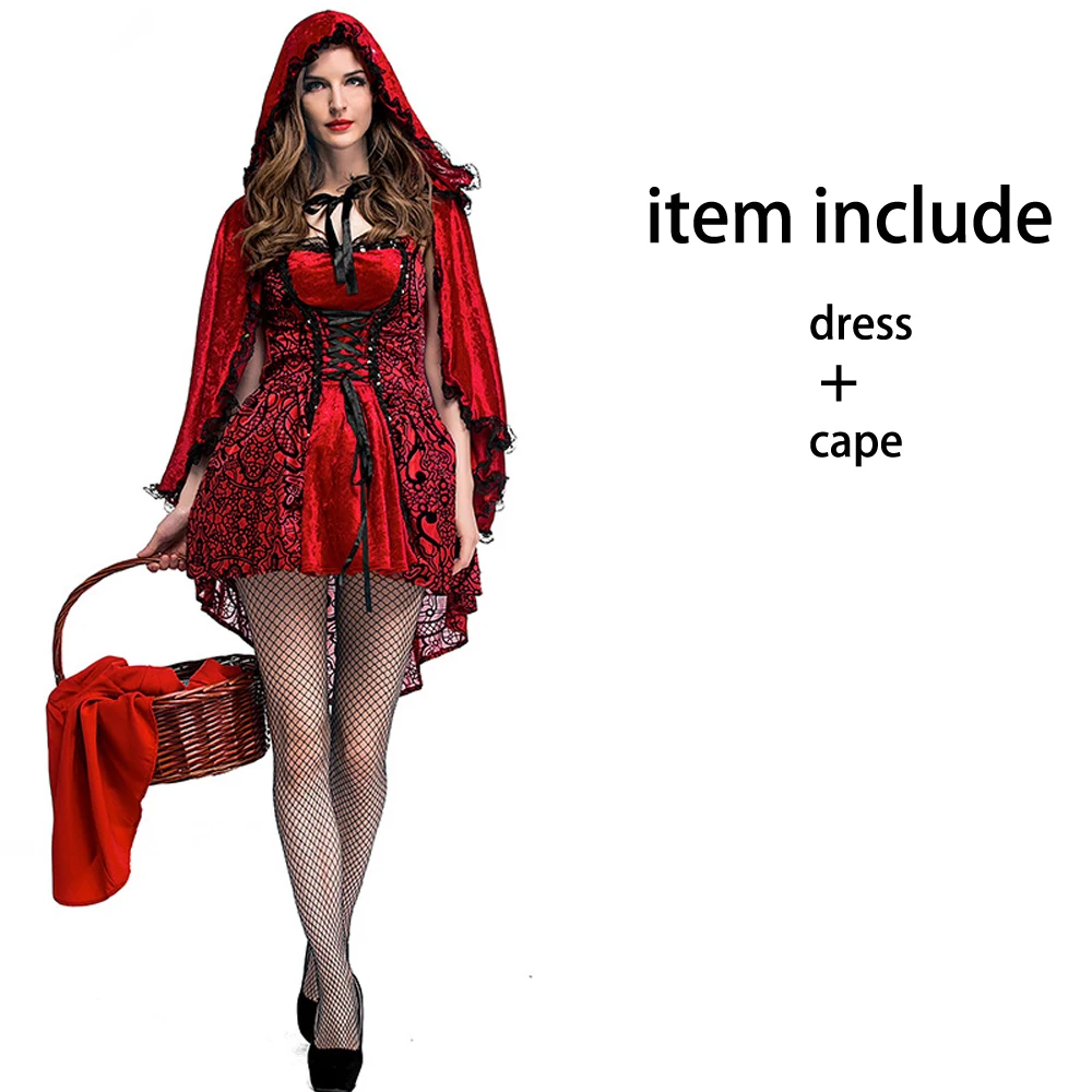Costume de Petit Chaperon Rouge pour Femme, Robe de Barrage Cosplay, ixde Poule, Carnaval, Halloween