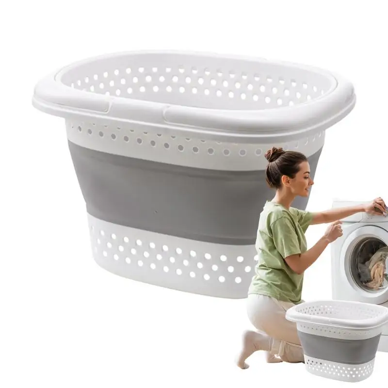 

Foldable Laundry Tub Pop Up Laundry Storage Container Ventilated Space Saving Blankets Storage Container With Handle For Garage