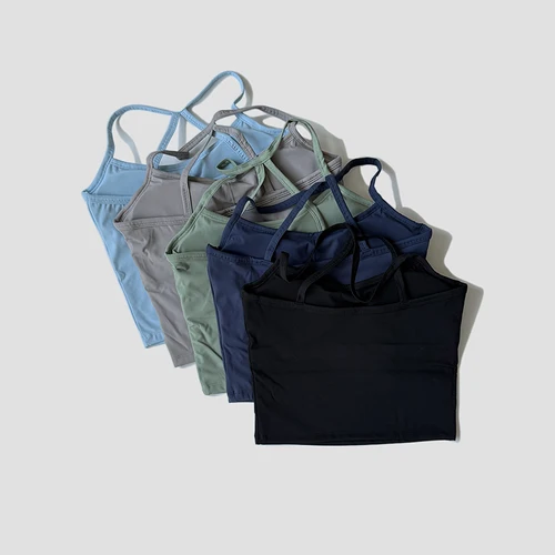 Imagen 2 del producto Camiseta sin mangas para gimnasio, ropa acolchada para mujer, Sujetador deportivo con cuello cuadrado para correr, chaleco de Fitness, parte de atrás bonita, ropa deportiva de entrenamiento