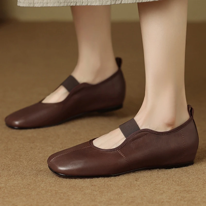 

2026 New Women's Loafers Flat Shoes Spring Autumn Genuine Leather Casual Walking Work Shoes Black Gray Flats Comfortable