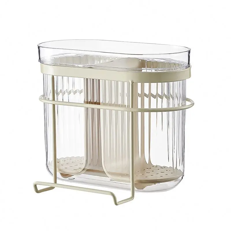 Kitchen wall-mounted drainage chopstick knife holder multi-functional tableware double-layer storage cage